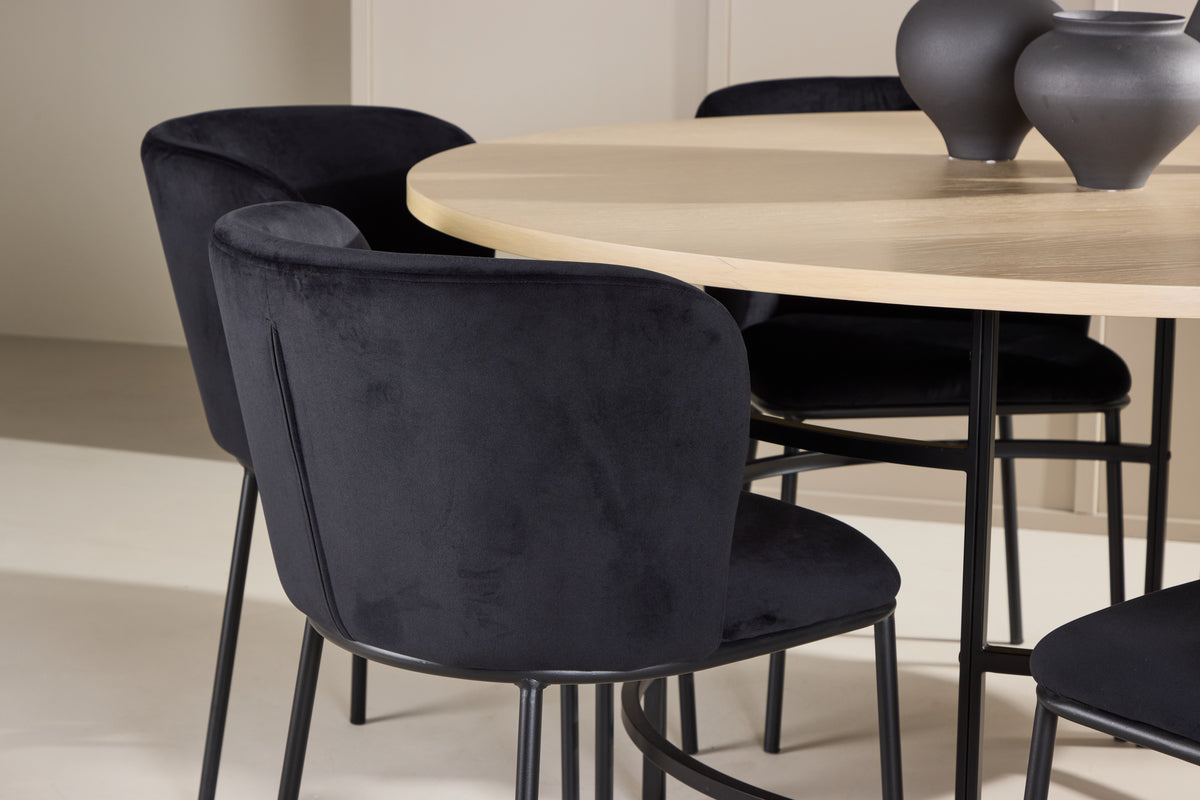 Venture Design Edina & Copenhagen Matstolar 2-pack Svart + Runda Matbord ⌀140 Vitputsad
