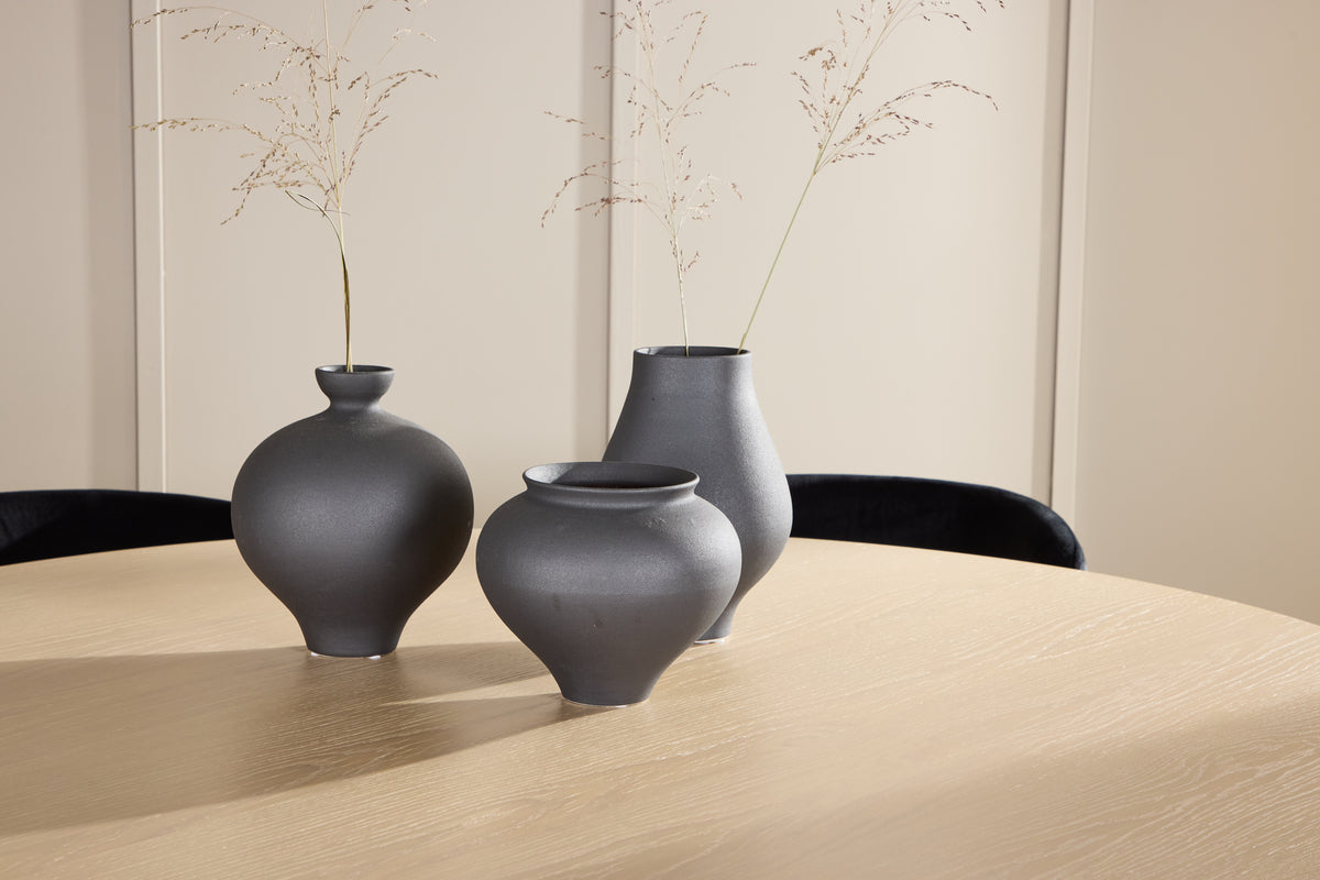 Venture Design Edina & Copenhagen Matstolar 2-pack Svart + Runda Matbord ⌀140 Vitputsad