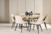 Venture Design Night & Copenhagen Matstolar 2-pack Beige + Runda Matbord ⌀140 Vitputsad