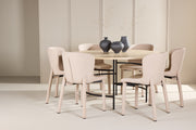 Venture Design Copenhagen & Astoria Runda Matbord ⌀140 Vitputsad + Matstolar 2-pack Beige