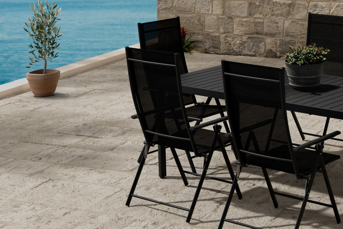 Venture Design Giardini & Levanzo Rektangulära Matbord 200 x 90 Svart + Positionsstolar 2-pack Svart