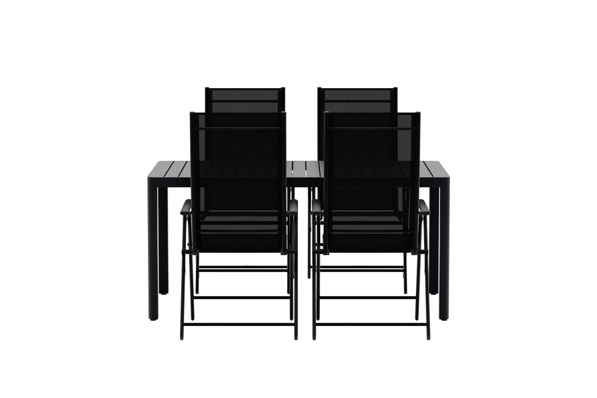 Venture Design Giardini & Levanzo Rektangulära Matbord 150 x 85 Svart + Positionsstolar 2-pack Svart