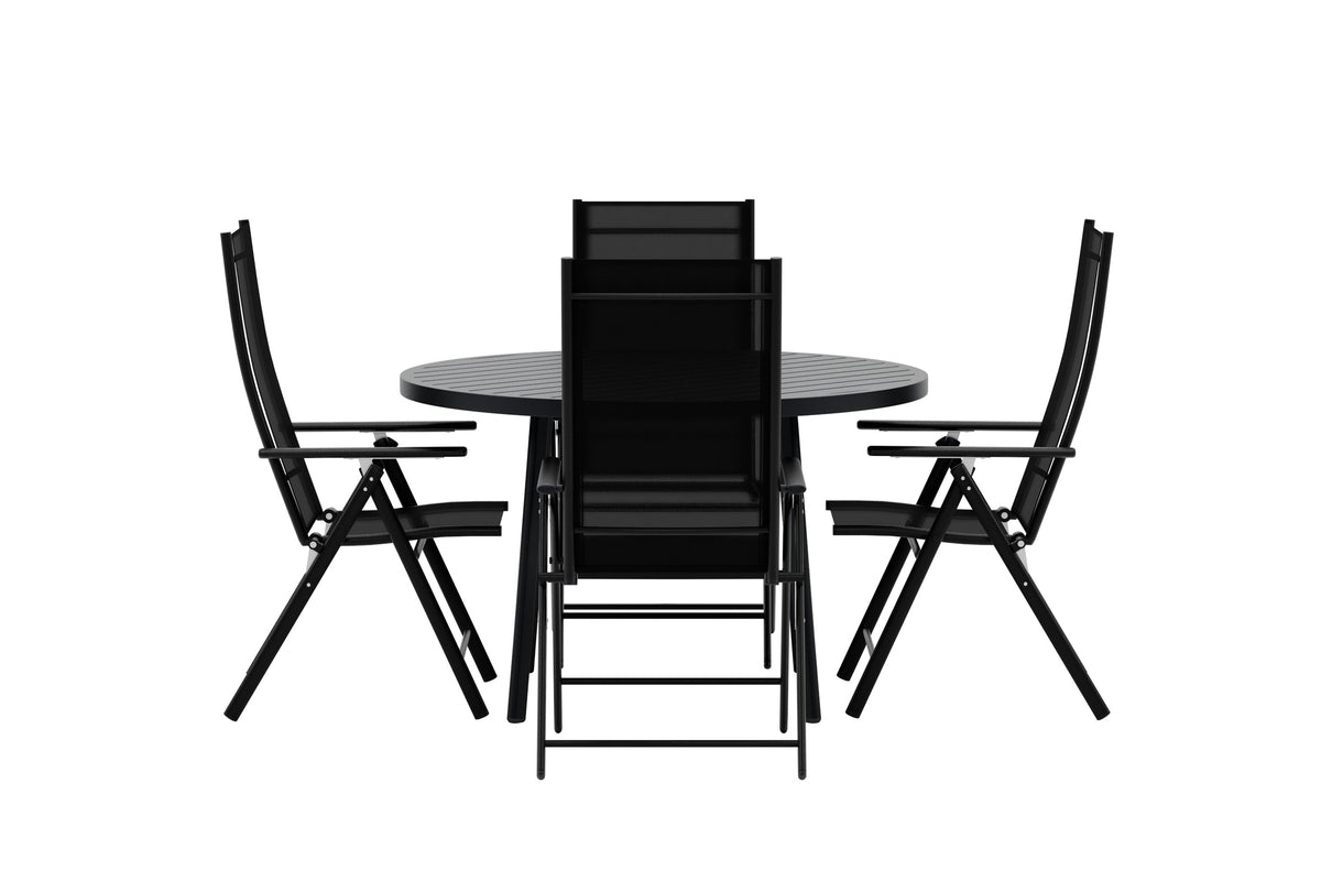 Venture Design Levanzo & Giardini Positionsstolar 2-pack Svart + Runda Matbord Ø120 Svart
