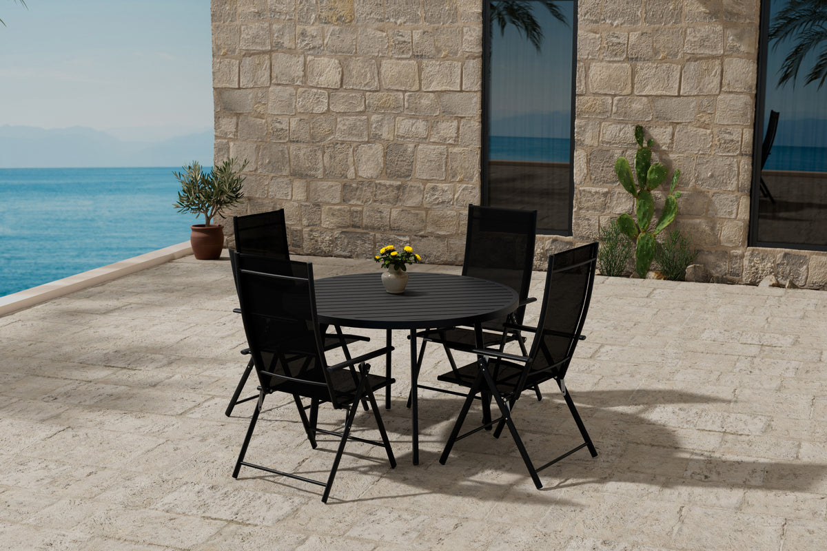 Venture Design Levanzo & Giardini Positionsstolar 2-pack Svart + Runda Matbord Ø120 Svart