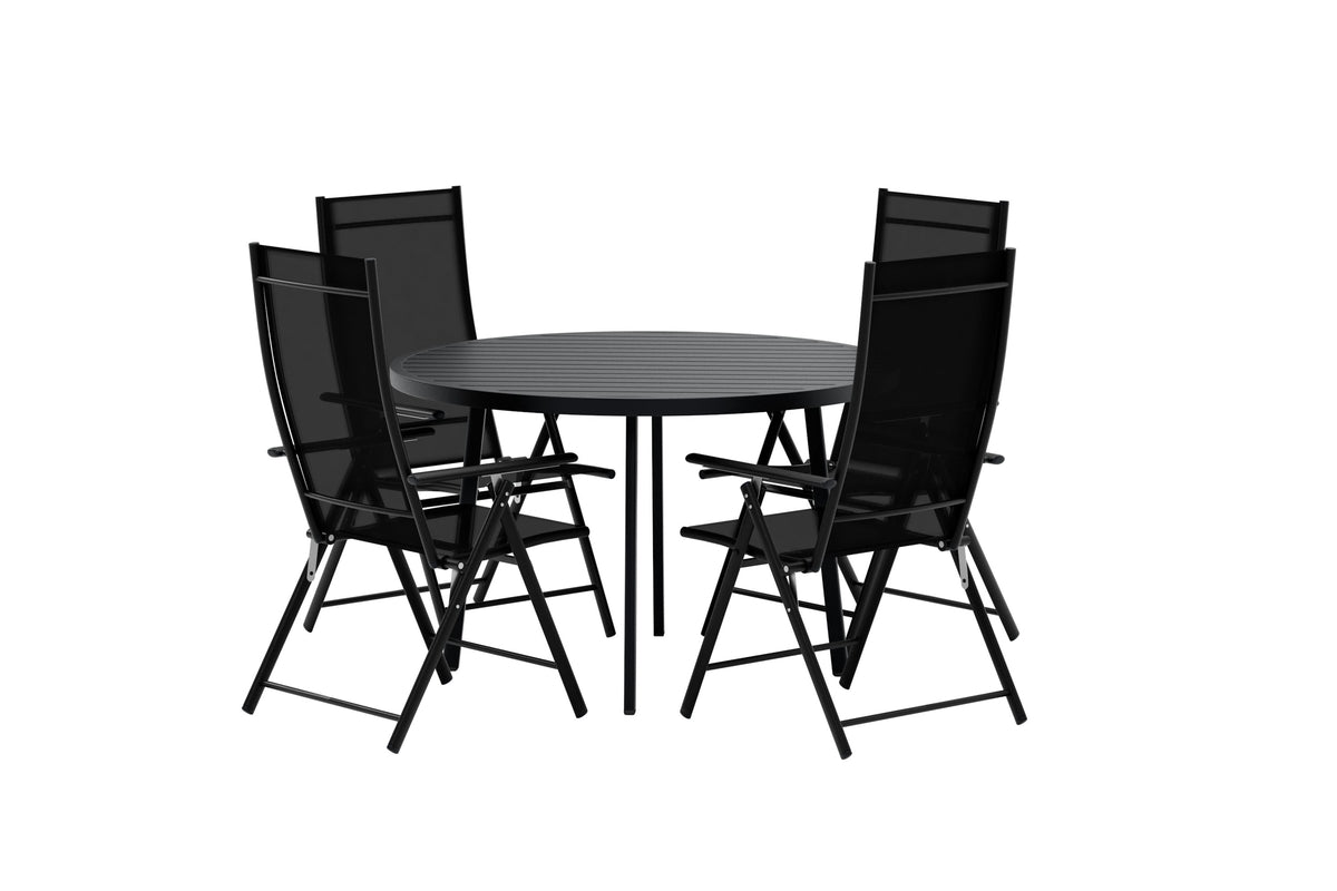Venture Design Levanzo & Giardini Positionsstolar 2-pack Svart + Runda Matbord Ø120 Svart