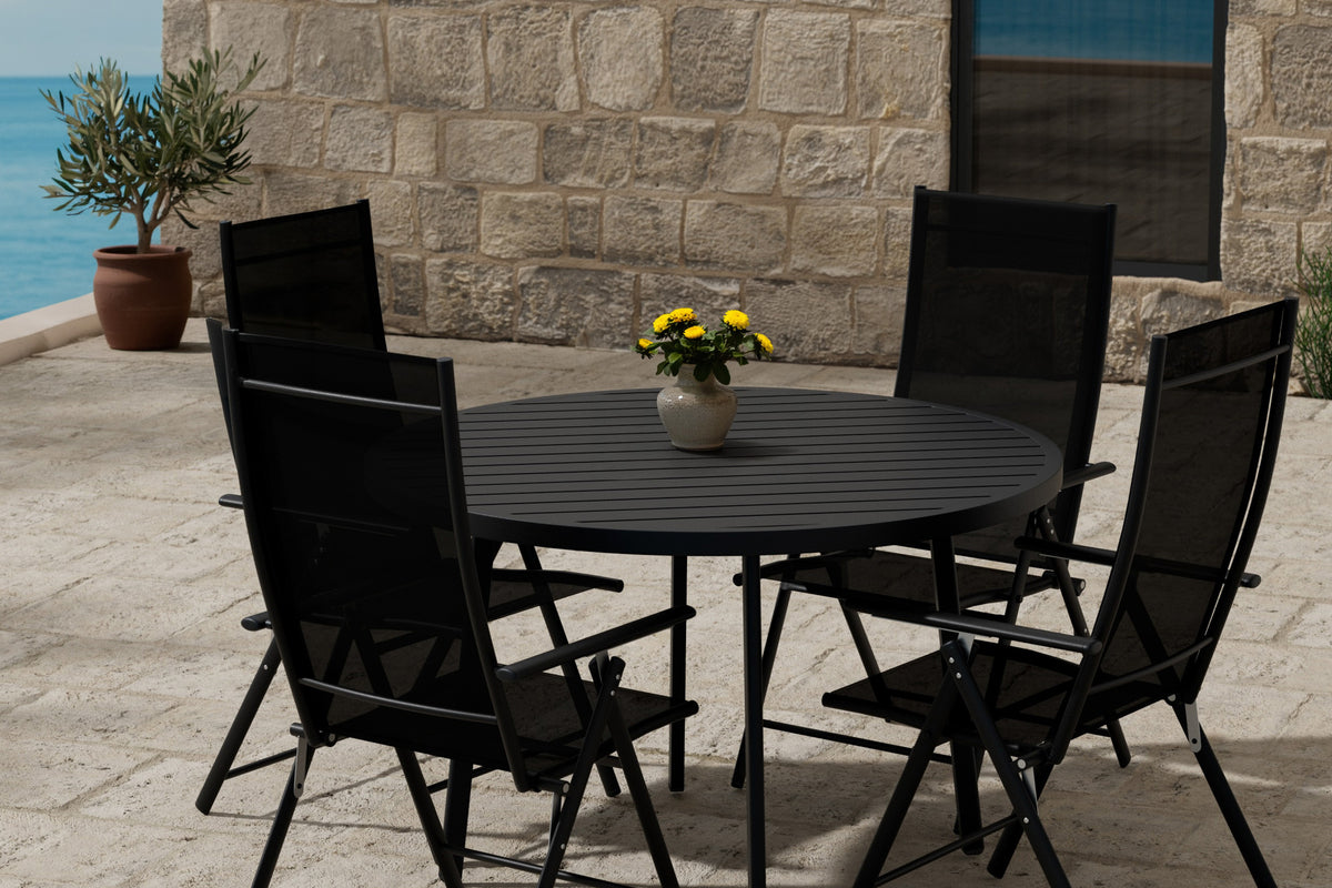 Venture Design Levanzo & Giardini Positionsstolar 2-pack Svart + Runda Matbord Ø120 Svart
