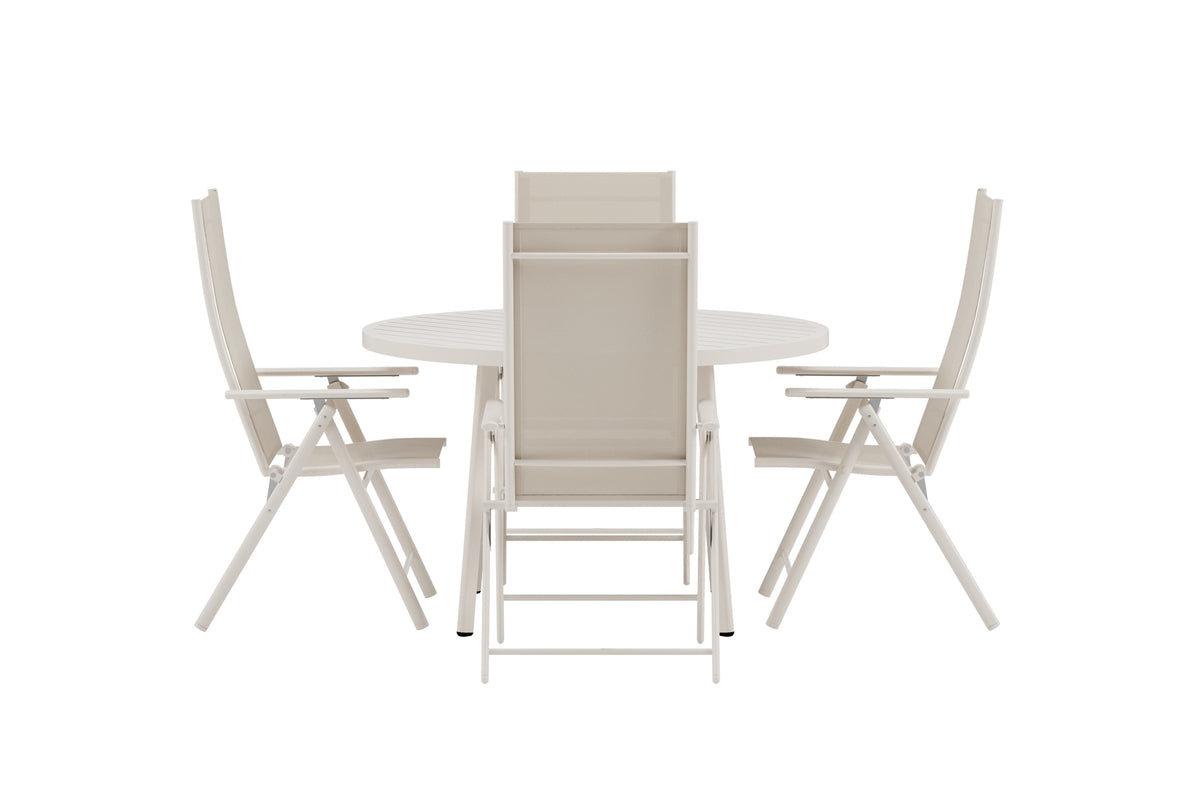 Venture Design Levanzo & Giardini Positionsstolar 2-pack Beige + Runda Matbord Ø120 Beige