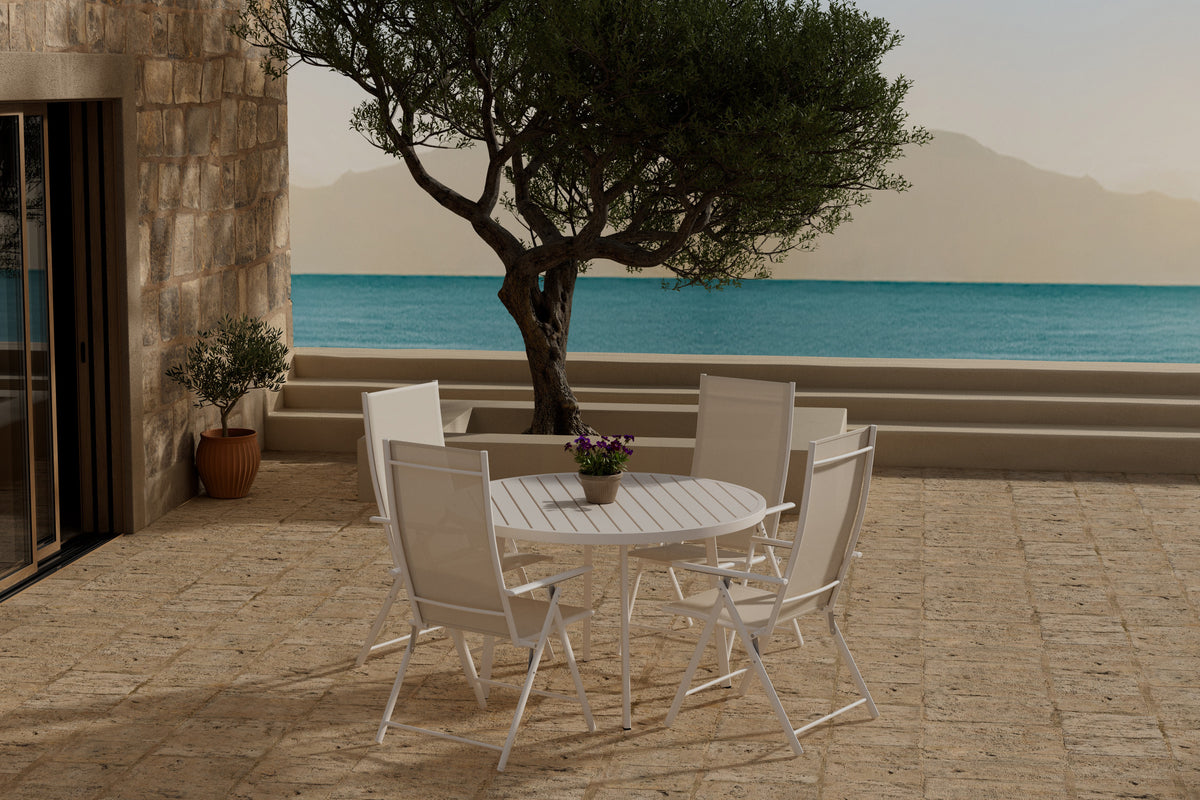 Venture Design Levanzo & Giardini Positionsstolar 2-pack Beige + Runda Matbord Ø120 Beige