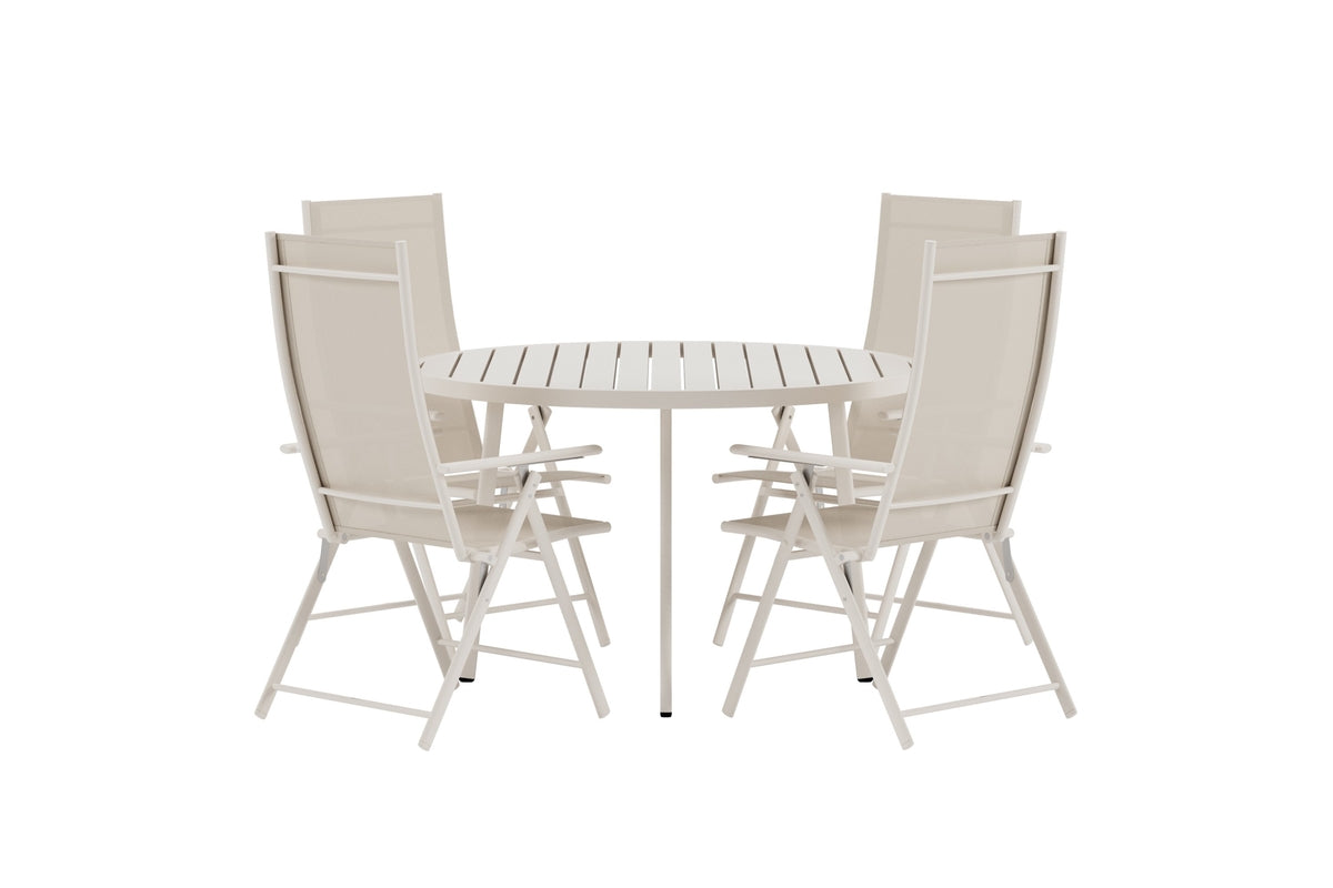 Venture Design Levanzo & Giardini Positionsstolar 2-pack Beige + Runda Matbord Ø120 Beige