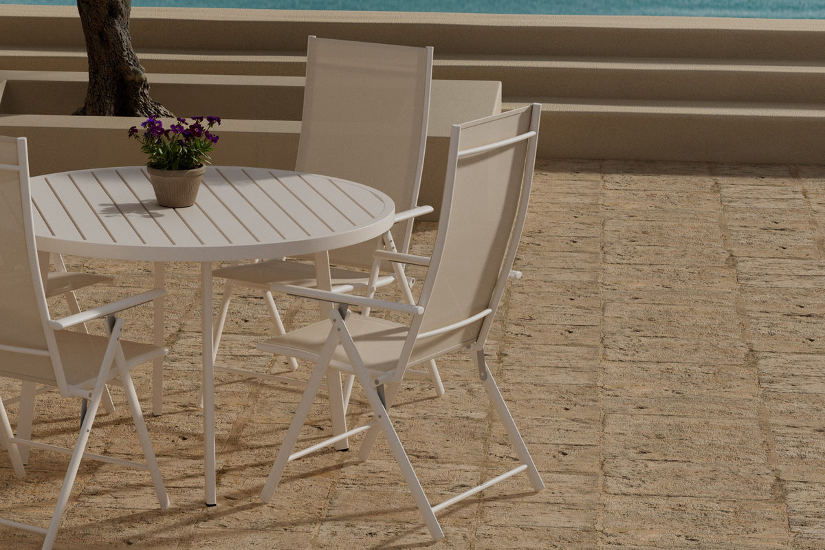 Venture Design Levanzo & Giardini Positionsstolar 2-pack Beige + Runda Matbord Ø120 Beige