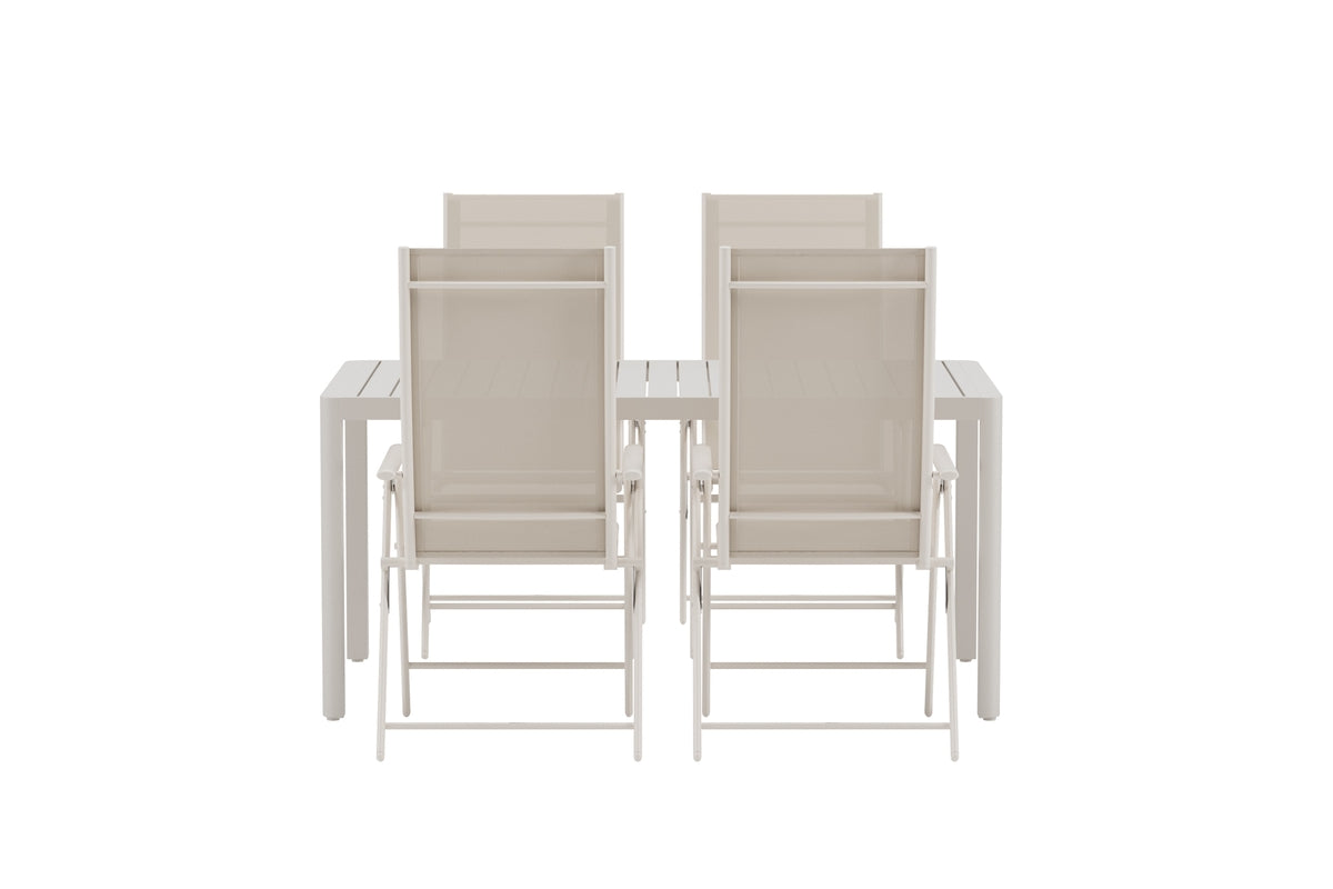 Venture Design Giardini & Levanzo Rektangulära Matbord 150 x 85 Beige + Positionsstolar 2-pack Beige