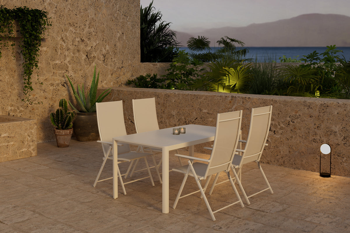 Venture Design Giardini & Levanzo Rektangulära Matbord 150 x 85 Beige + Positionsstolar 2-pack Beige