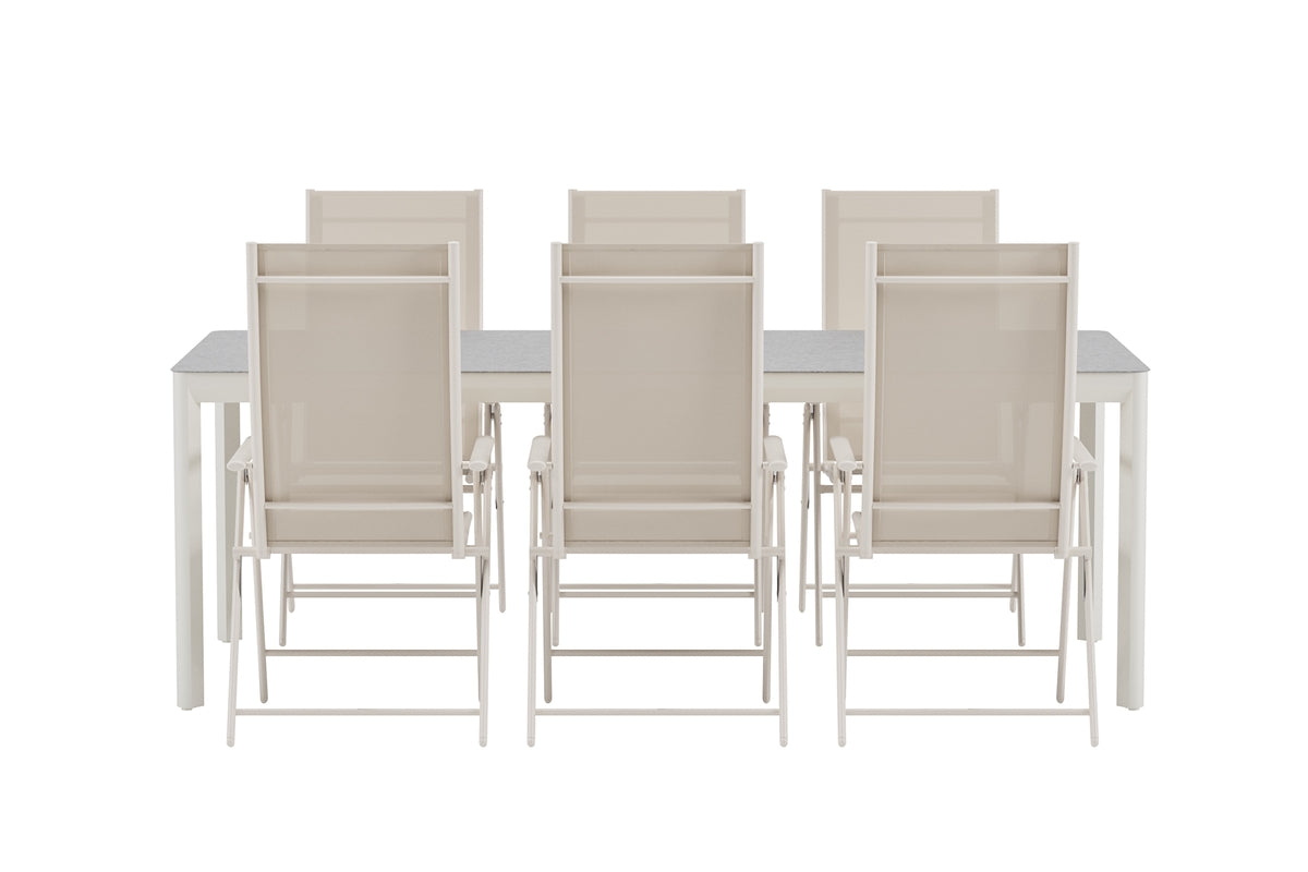 Venture Design Levanzo & Lino Positionsstolar 2-pack Beige + Rektangulära Matbord 220 x 100 Beige
