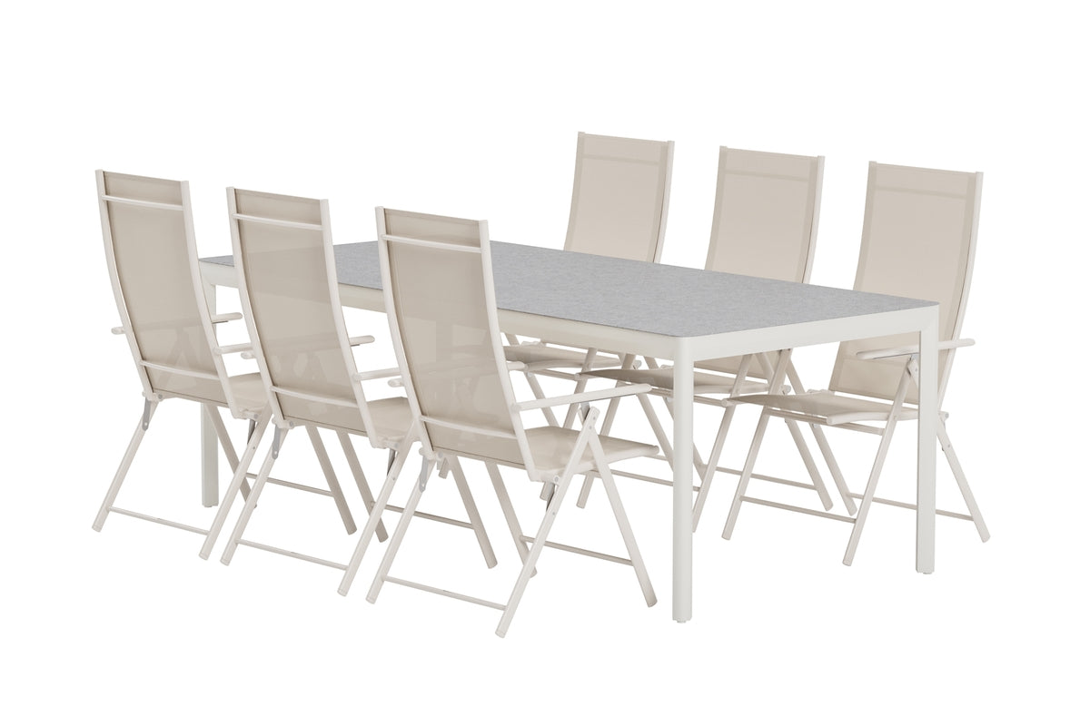 Venture Design Levanzo & Lino Positionsstolar 2-pack Beige + Rektangulära Matbord 220 x 100 Beige