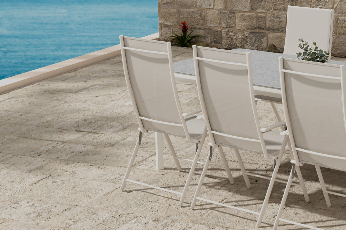 Venture Design Levanzo & Lino Positionsstolar 2-pack Beige + Rektangulära Matbord 220 x 100 Beige