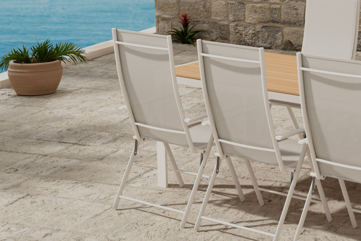 Venture Design Break & Levanzo Rektangulära Matbord 205 x 90 Beige + Positionsstolar 2-pack Beige