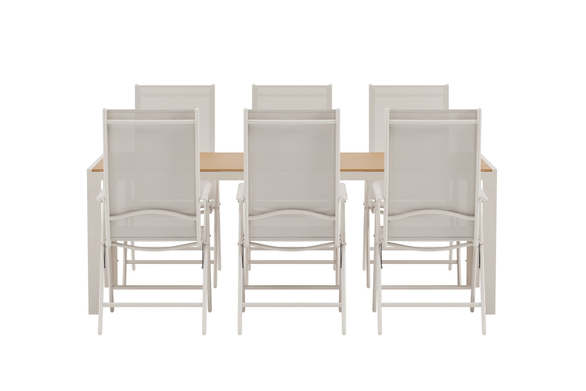Venture Design Break Rektangulära Matbord 205 x 90 Beige + Matstolar 2-pack Beige