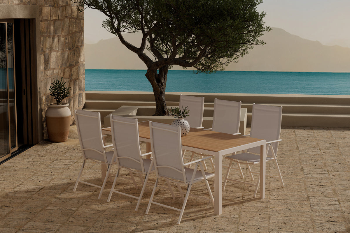 Venture Design Break Rektangulära Matbord 205 x 90 Beige + Matstolar 2-pack Beige