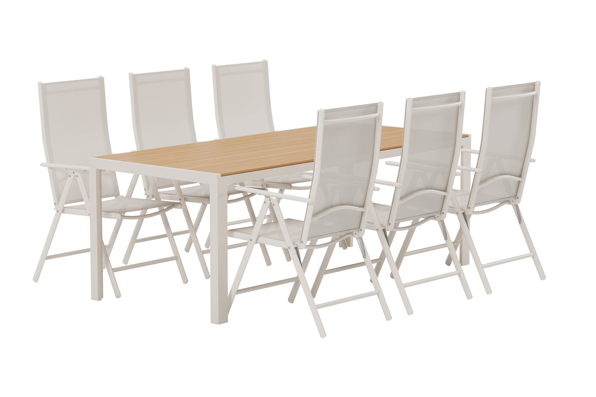 Venture Design Break Rektangulära Matbord 205 x 90 Beige + Matstolar 2-pack Beige