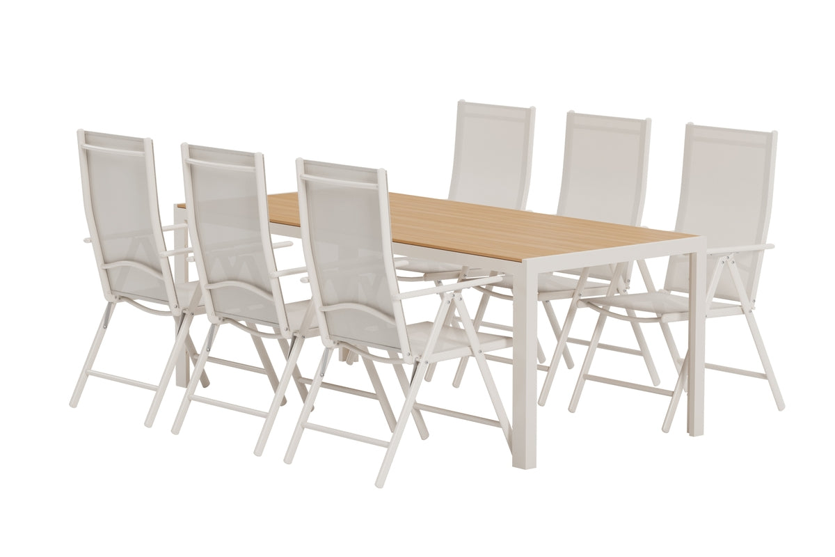 Venture Design Break Rektangulära Matbord 205 x 90 Beige + Matstolar 2-pack Beige