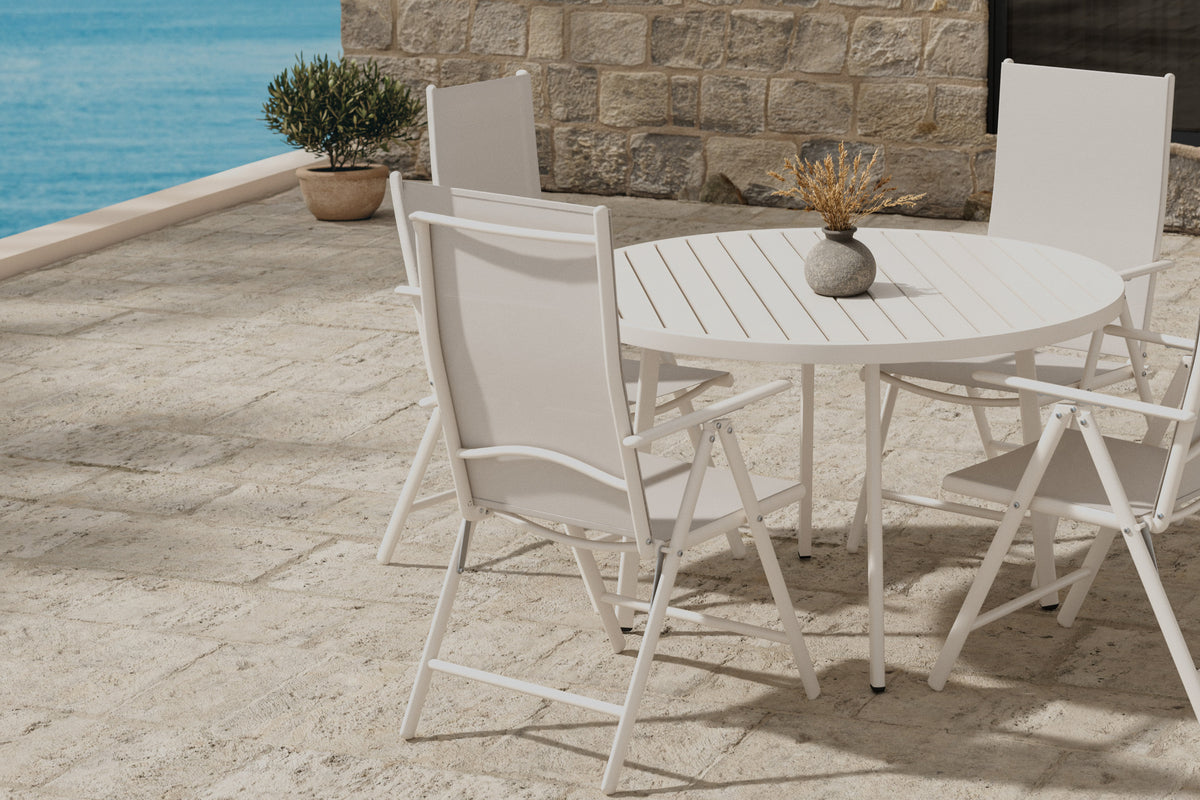 Venture Design Break & Giardini Matstolar 2-pack Beige + Runda Matbord Ø120 Beige