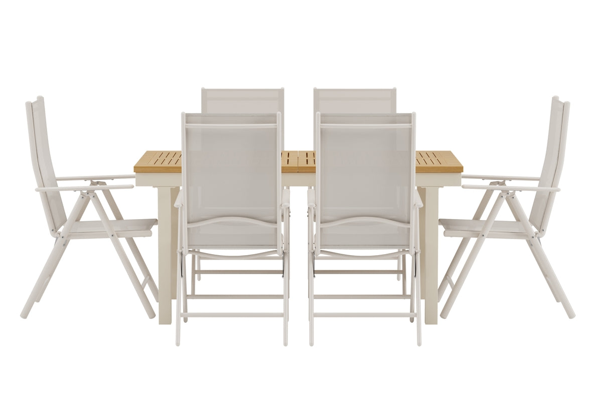 Venture Design Break & Panama Matstolar 2-pack Beige + Rektangulära Matbord 160 x 90 Natur