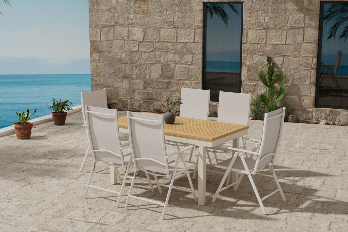 Venture Design Break & Panama Matstolar 2-pack Beige + Rektangulära Matbord 160 x 90 Natur