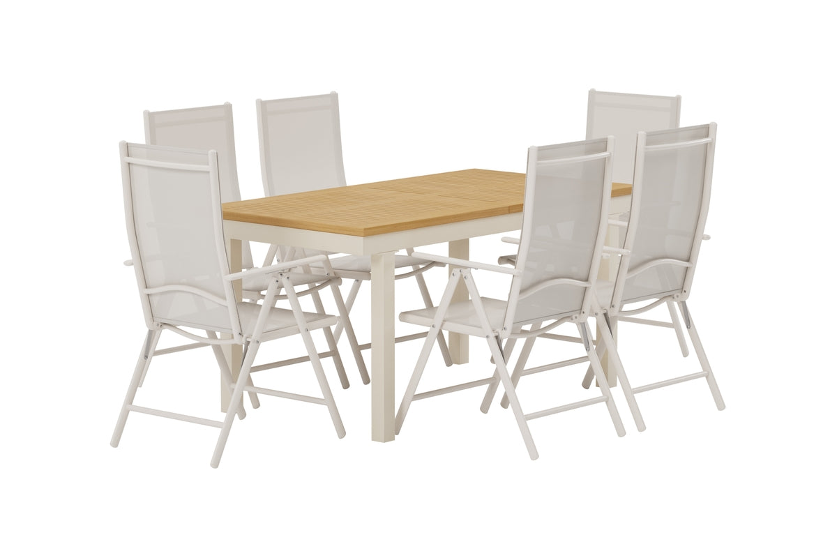 Venture Design Break & Panama Matstolar 2-pack Beige + Rektangulära Matbord 160 x 90 Natur