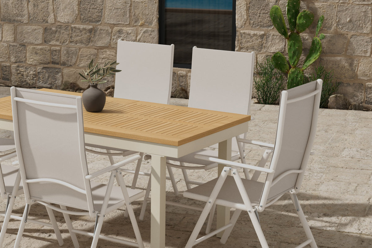 Venture Design Break & Panama Matstolar 2-pack Beige + Rektangulära Matbord 160 x 90 Natur