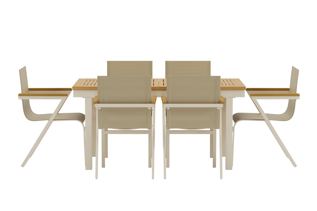 Venture Design Mexico & Panama Matstolar 6-pack Beige + Rektangulära Matbord 160 x 90 Natur