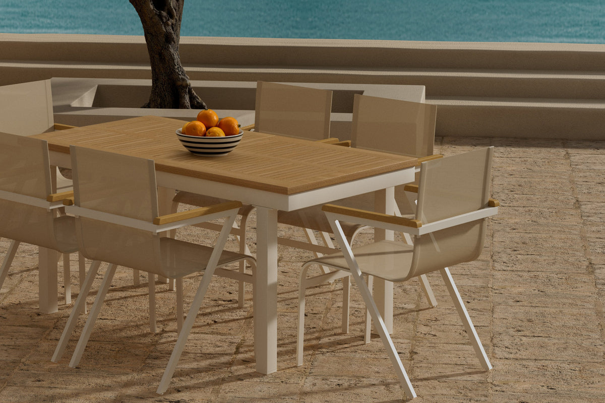 Venture Design Mexico & Panama Matstolar 6-pack Beige + Rektangulära Matbord 160 x 90 Natur