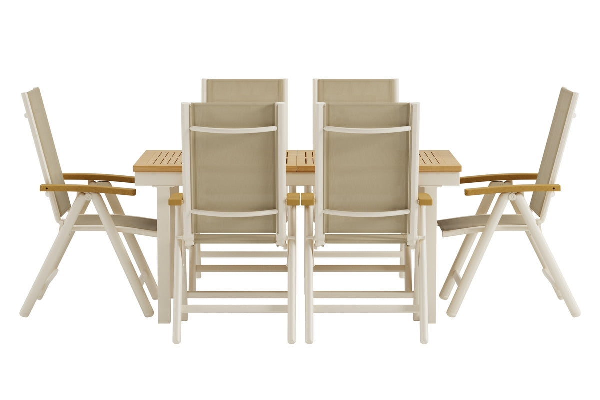 Venture Design Panama Positionsstolar 2-pack Beige + Rektangulära Matbord 160 x 90 Natur