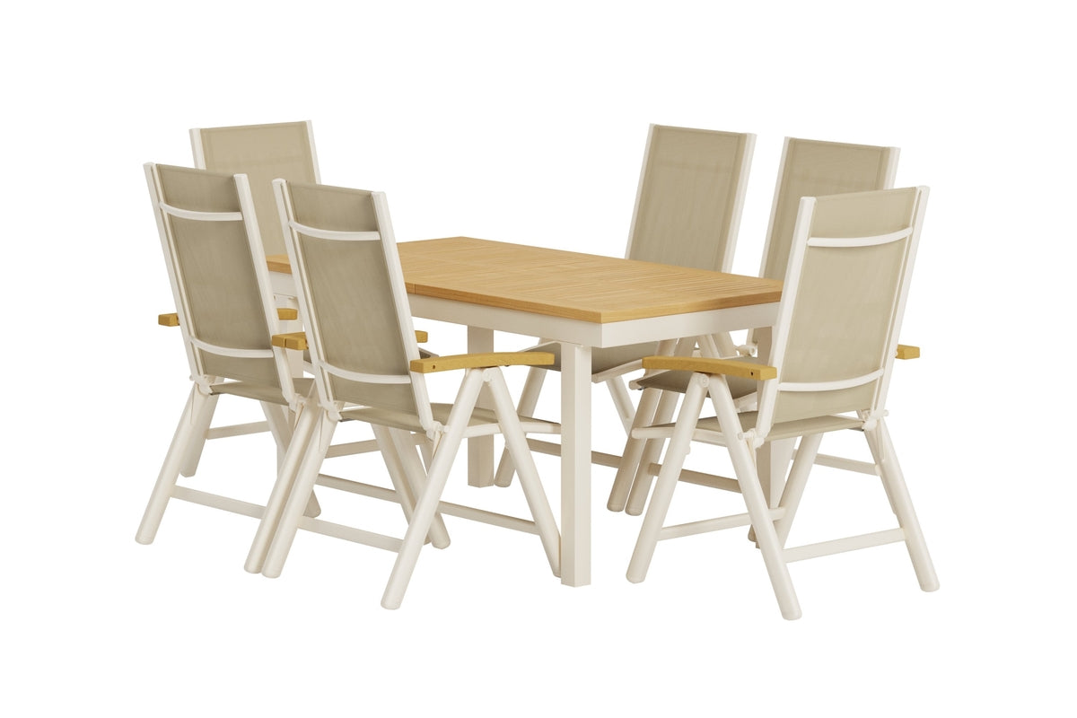 Venture Design Panama Positionsstolar 2-pack Beige + Rektangulära Matbord 160 x 90 Natur