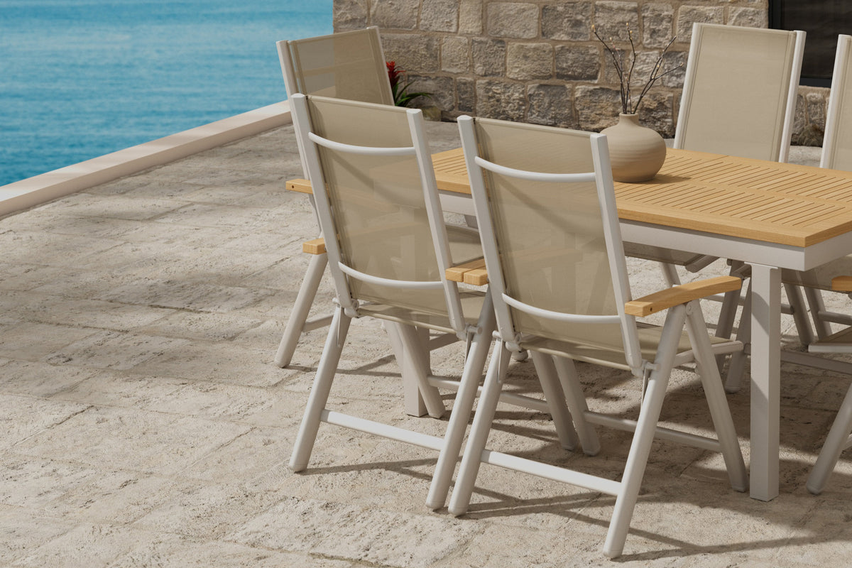 Venture Design Panama Positionsstolar 2-pack Beige + Rektangulära Matbord 160 x 90 Natur