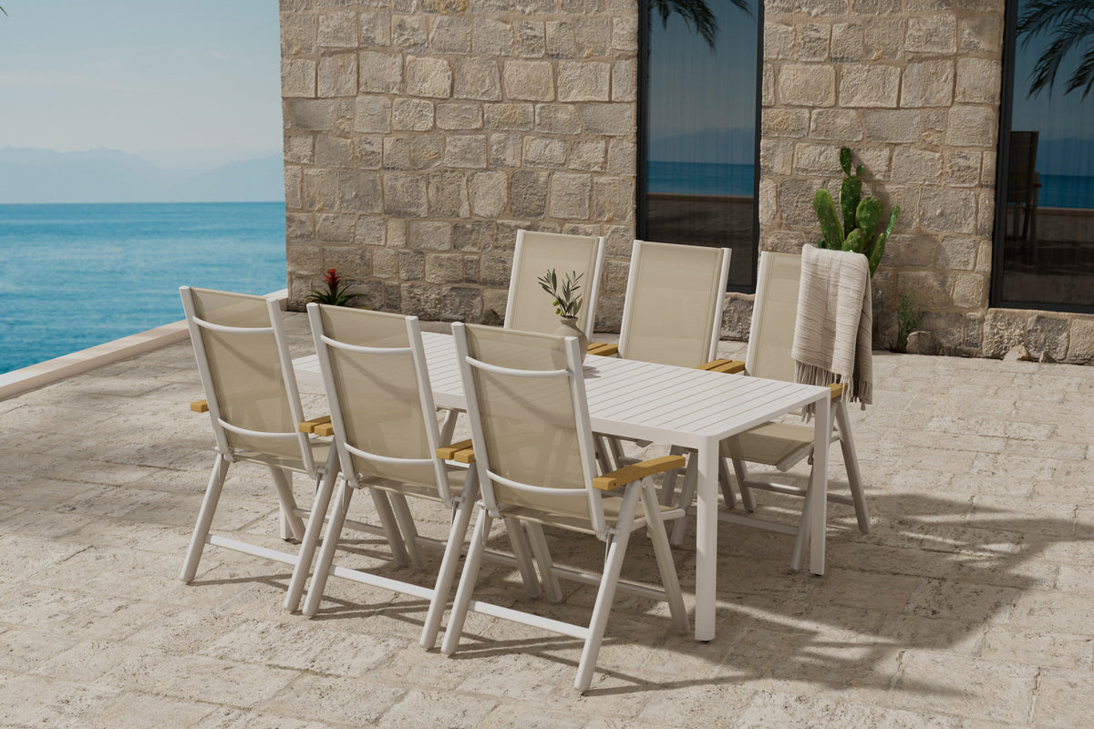 Venture Design Giardini & Panama Rektangulära Matbord 200 x 90 Beige + Positionsstolar 2-pack Beige