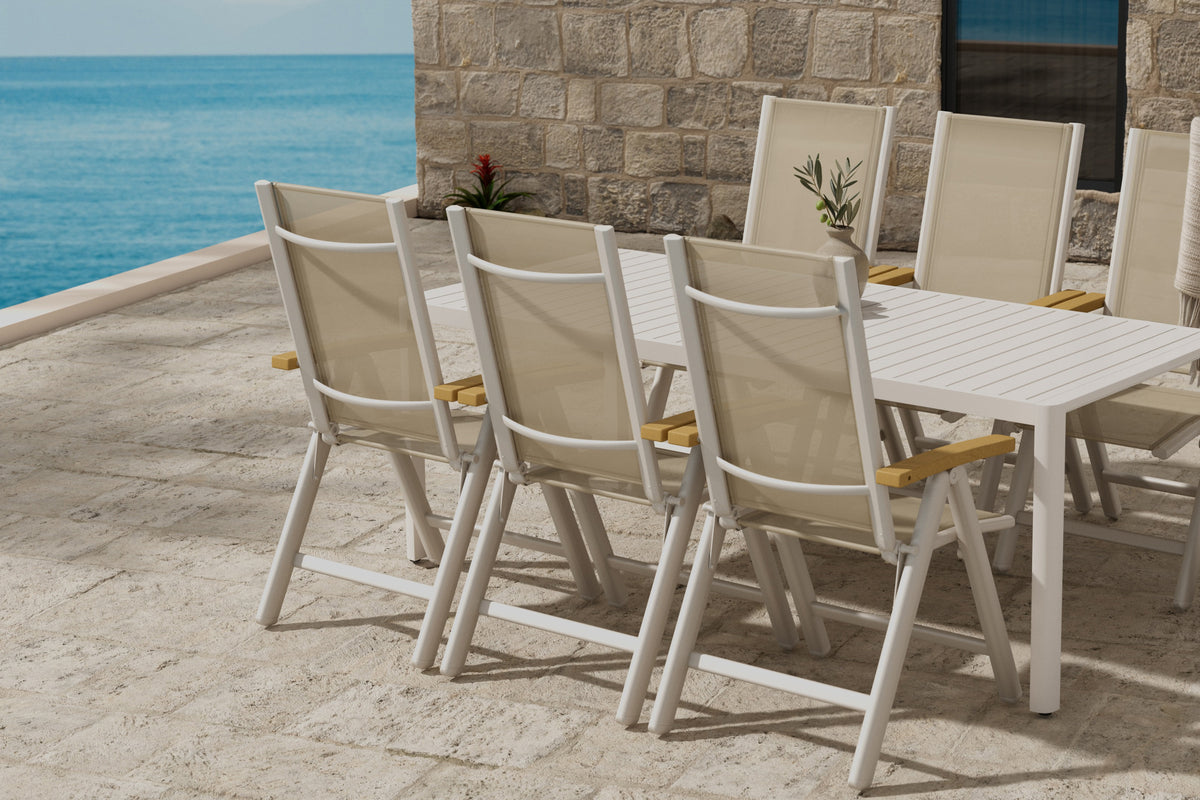 Venture Design Giardini & Panama Rektangulära Matbord 200 x 90 Beige + Positionsstolar 2-pack Beige