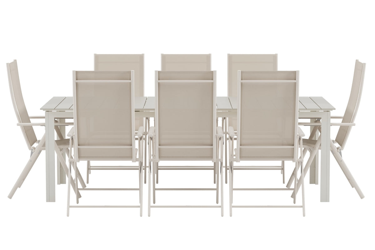 Venture Design Levanzo & Levels Positionsstolar 2-pack Beige + Rektangulära Matbord 229 × 100 Beige