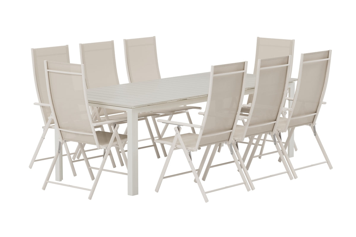 Venture Design Levanzo & Levels Positionsstolar 2-pack Beige + Rektangulära Matbord 229 × 100 Beige