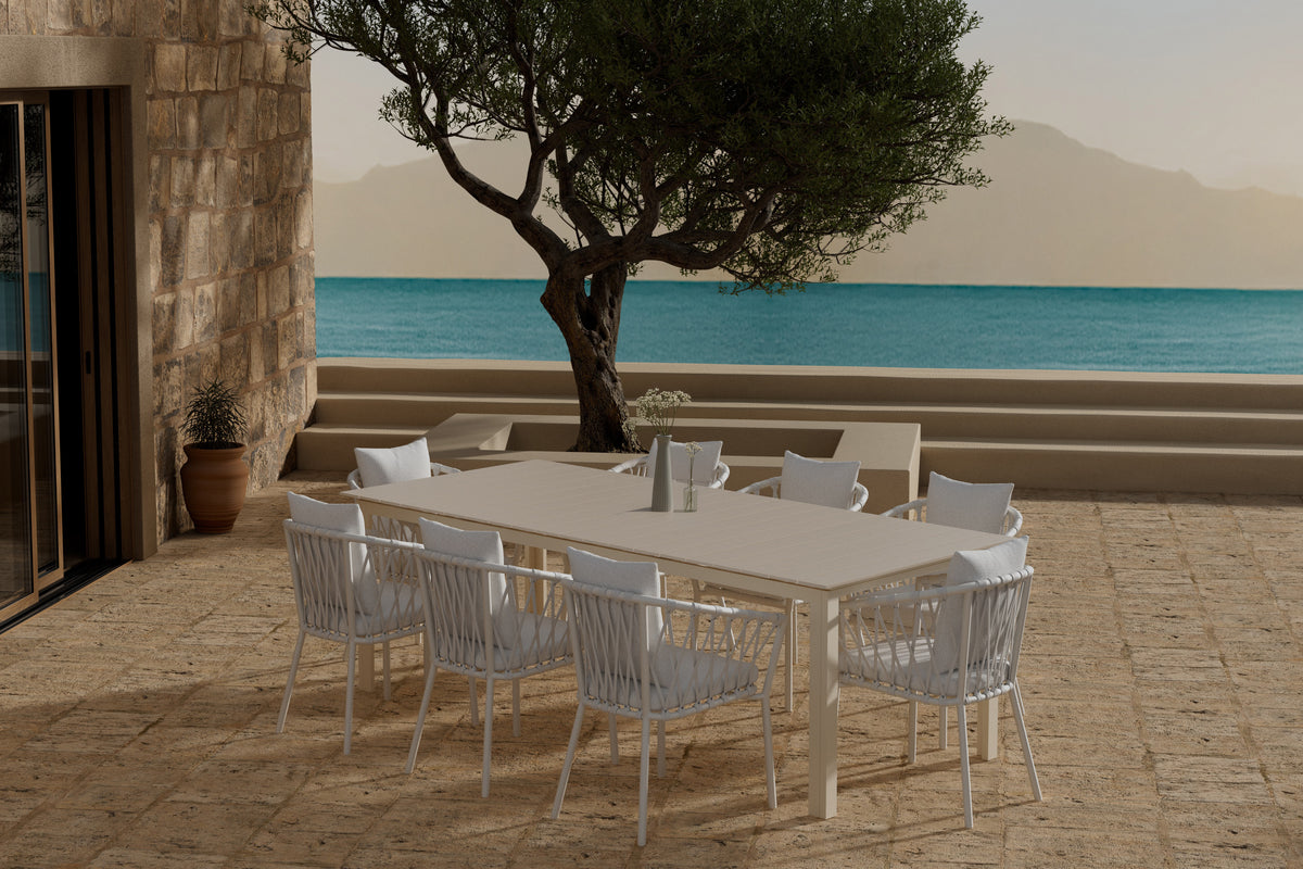 Venture Design Levels & Linos Rektangulära Matbord 229 × 100 Beige + Matstolar 2-pack Vit