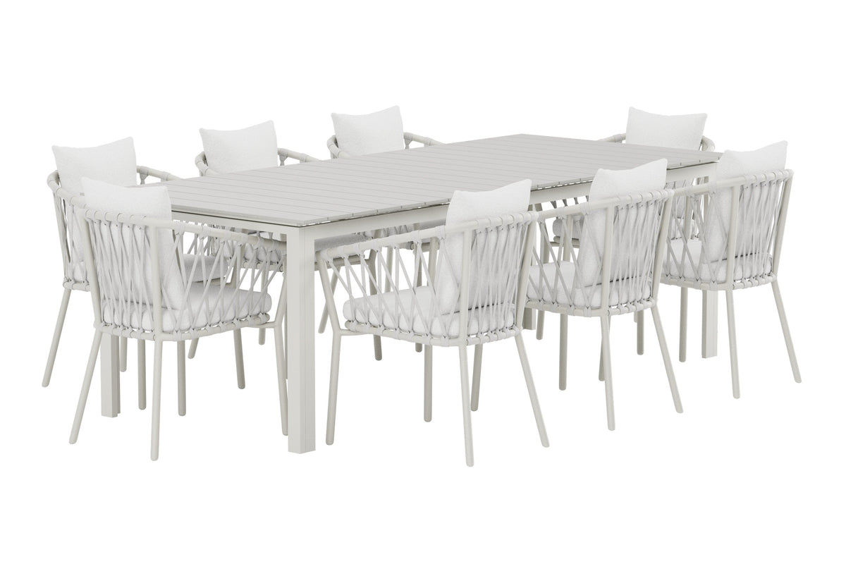 Venture Design Levels & Linos Rektangulära Matbord 229 × 100 Beige + Matstolar 2-pack Vit