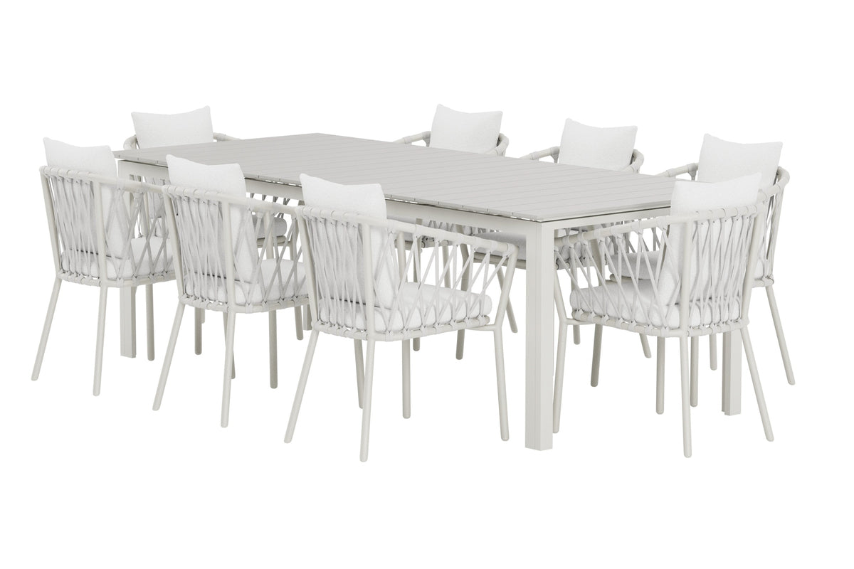 Venture Design Levels & Linos Rektangulära Matbord 229 × 100 Beige + Matstolar 2-pack Vit