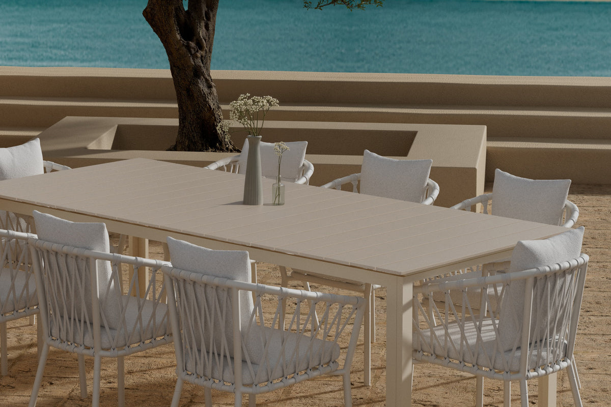 Venture Design Levels & Linos Rektangulära Matbord 229 × 100 Beige + Matstolar 2-pack Vit