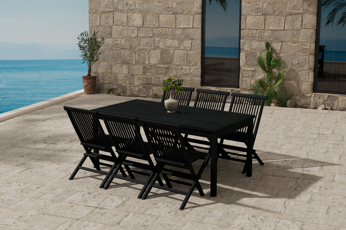 Venture Design Kenya Rektangulära Matbord 180 x 90 Svart + Matstolar 2-pack Svart