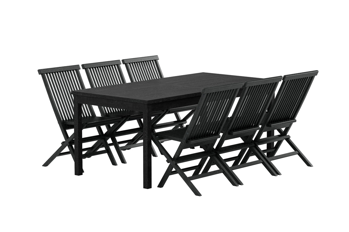 Venture Design Kenya Rektangulära Matbord 180 x 90 Svart + Matstolar 2-pack Svart