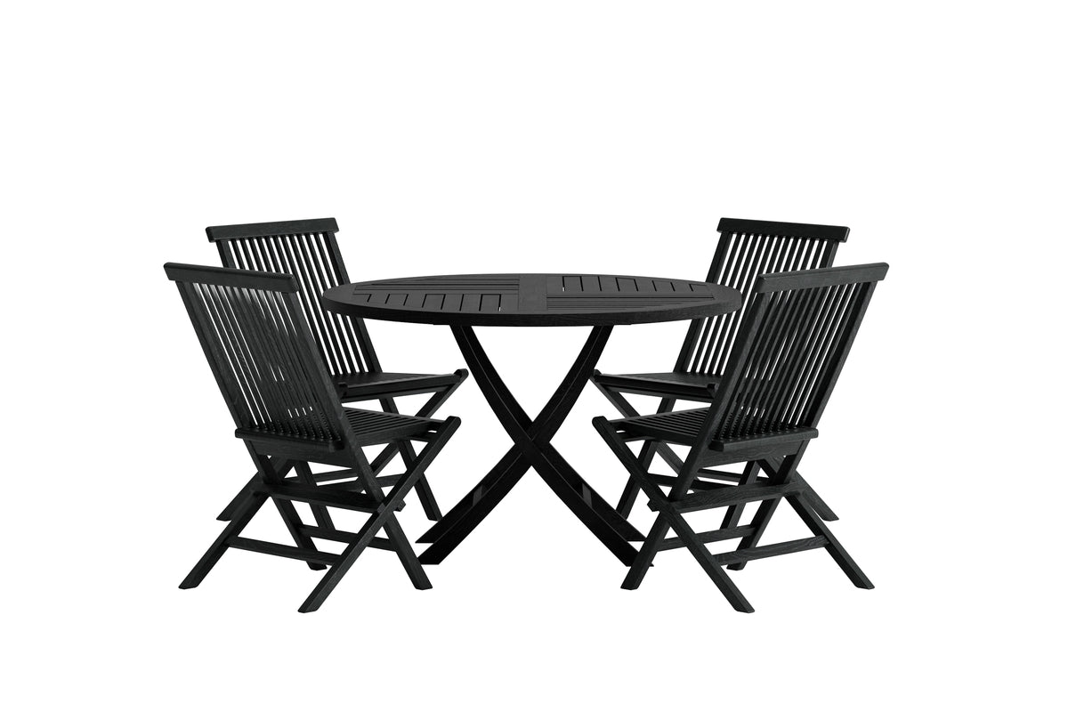 Venture Design Kenya Runda Matbord ⌀120 Svart + Matstolar 2-pack Svart