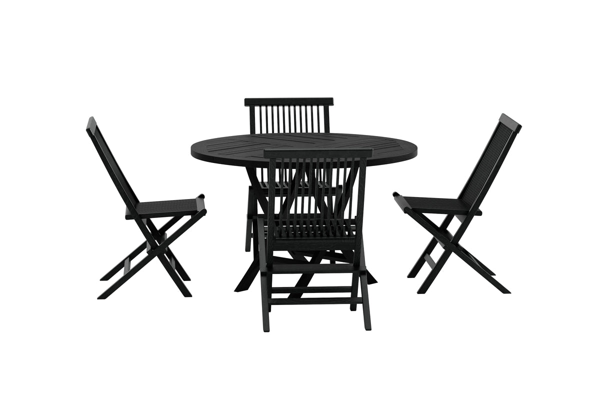 Venture Design Kenya Runda Matbord ⌀120 Svart + Matstolar 2-pack Svart