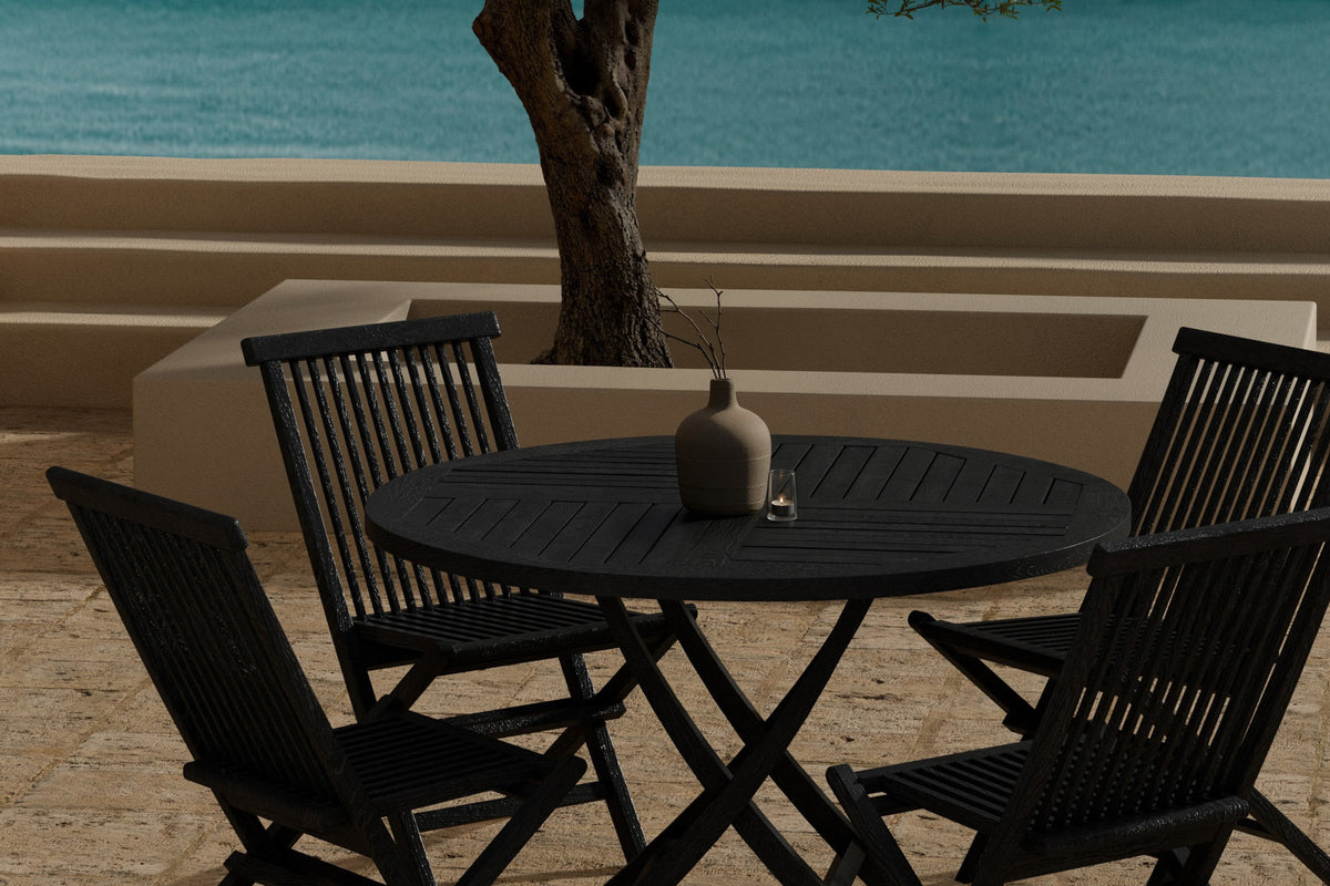 Venture Design Kenya Runda Matbord ⌀120 Svart + Matstolar 2-pack Svart