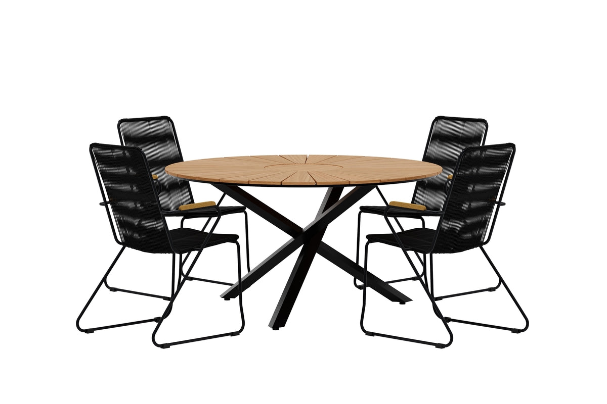 Venture Design Mexico & Bois Runda Matbord ⌀140 Svart + Matstolar 2-pack Svart