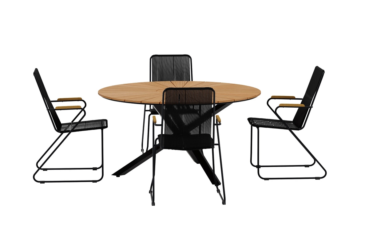 Venture Design Mexico & Bois Runda Matbord ⌀140 Svart + Matstolar 2-pack Svart