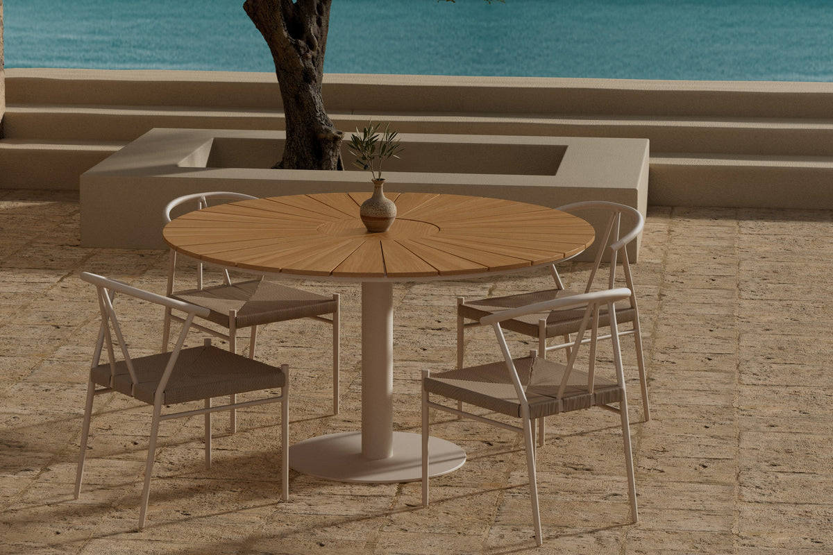 Venture Design Alfons & Croft Matstolar Beige + Runda Matbord Ø120 Beige